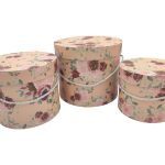 CONJ.3 CAIXAS CARTAO FLORES COR:ROSA