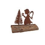 SUPORTE MADEIRA C/MOTIVO METAL