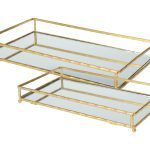 CONJ.2 TABULEIRO METAL+VIDRO COR:DOURADO