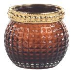 PORTA-VELAS VIDRO COR:CASTANHO