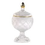 FRASCO VIDRO C/TAMPA COR:BRANCO/OURO