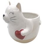 CACHEPOT GATINHO CERAMICA C/CORAÇAO