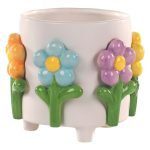 CACHEPOT C/FLORES RELEVO