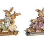 FIGURA RESINA COELHO C/CARRINHO