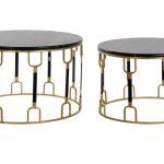 CONJ.2 MESAS METAL+MARMORE PRETO