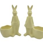 CERAMICA- COELHO+VASO COR:AMARELO