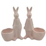 CERAMICA- COELHO+VASO COR:ROSA