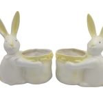 CERAMICA- COELHO/A C/POTE COR:AMARELO