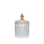 FRASCO VIDRO C/TAMPA FIO OURO