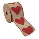 FITA C/CORAÇAO C/ARAME 6.3CMX10MT COR:NATURAL/VERMELHO