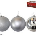 BOLA DE NATAL PRATA 20CM 3 SORTIDOS