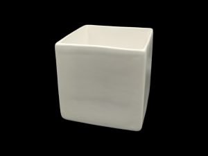 CERAMICA- CUBO PEQ. COR:BRANCO VIDRO