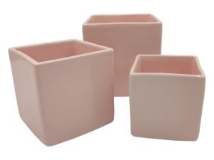 CERAMICA- CUBO GRD. COR:ROSA VIDRO