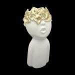 CERAMICA- JARRA LUISINHA C/FURO COR:BRANCO/OURO