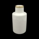 CERAMICA- JARRA MED. COR:BRANCO/OURO VIDRO