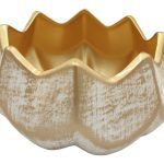 CERAMICA- TAÇA TULIPA COR:BRANCO/OURO