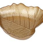 PRATO VIDRO FOLHA COR:DOURADO