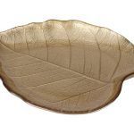 PRATO VIDRO FOLHA COR:DOURADO