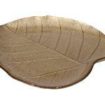 PRATO VIDRO FOLHA COR:DOURADO