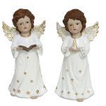 FIGURA ANJO CERAMICA COR: BRANCO/DOURADO