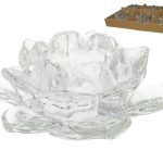 CASTIÇAL FLOR VIDRO TRANSPARENTE