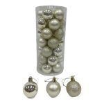 CONJ.35 BOLAS NATAL 4CM COR:OURO CLARO