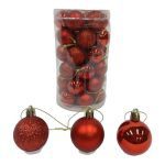CONJ.36 BOLAS NATAL 3CM COR:VERMELHO