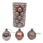 CONJ.36 BOLAS NATAL 3CM COR:ROSA