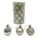 CONJ.36 BOLAS NATAL 3CM COR:OURO CLARO
