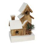 CASA DE MADEIRA ESTRELA 5 LED 25CM