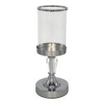 CASTIÇAL COM VIDRO PRATA