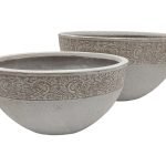 CERAMICA- CONJ.2 FLOREIRAS OVAL COR:BEGE