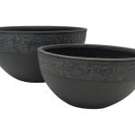 CERAMICA- CONJ.2 FLOREIRAS OVAL COR:PRETO