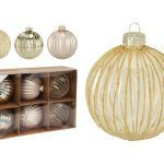 CAIXA C/6 BOLAS VIDRO NATAL 8CM COR:CHAMPAHNE