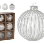 CAIXA C/6 BOLAS VIDRO NATAL 8CM COR:PRATA