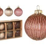 CAIXA C/6 BOLAS VIDRO NATAL 8CM COR:ROSA
