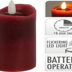 VELA CERA C/LED REALISTA COR:BORDO