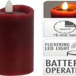 VELA CERA C/LED REALISTA COR:BORDO