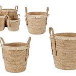 CONJ.3 CABAZES PALHA REDONDOS COM PELO