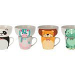 CANECA C/TIGELA PORCELANA MOTIVO ANIMAIS