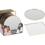 ESPELHO 15CM C/ARO DOURADO