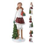 FIGURA RESINA MENINA NATAL COR:VERMELHO