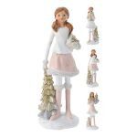 FIGURA RESINA MENINA NATAL COR:ROSA