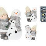 FIGURA RESINA C/BONECO DE NEVE LED 17CM