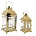 CONJ.2 LANTERNAS METAL C/VIDRO