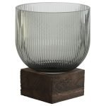 JARRA VIDRO C/BASE MADEIRA