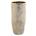 JARRA CERAMICA FOLHAS OURO ENVELHECIDO