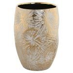 JARRA CERAMICA FOLHAS OURO ENVELHECIDO
