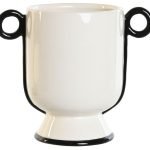 JARRA CERAMICA COR:BRANCO/PRETO