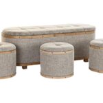 CONJ.4 PUFF POLIESTER+MADEIRA BAU